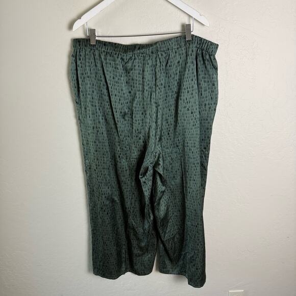 Eileen Fisher Green Nori Silk Dash Print Cropped Wide Leg Pant XL S9KWA-P3236P - Picture 7 of 16